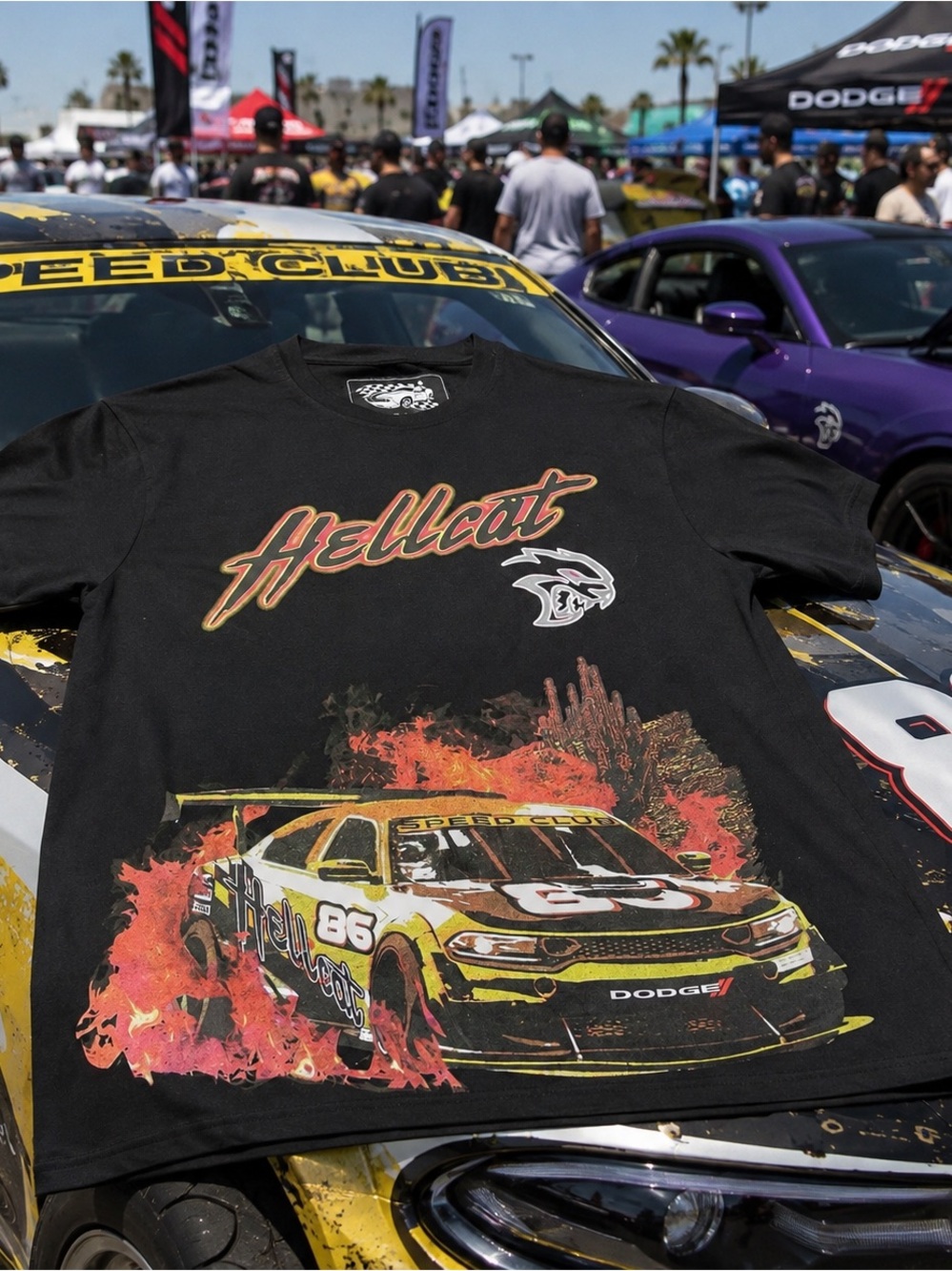 Hellcat Black Short Sleeve Racing Graphic Tee